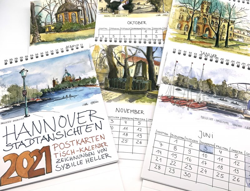 Postkarten Kalender 2021, Hannover, Maschsee u.a.