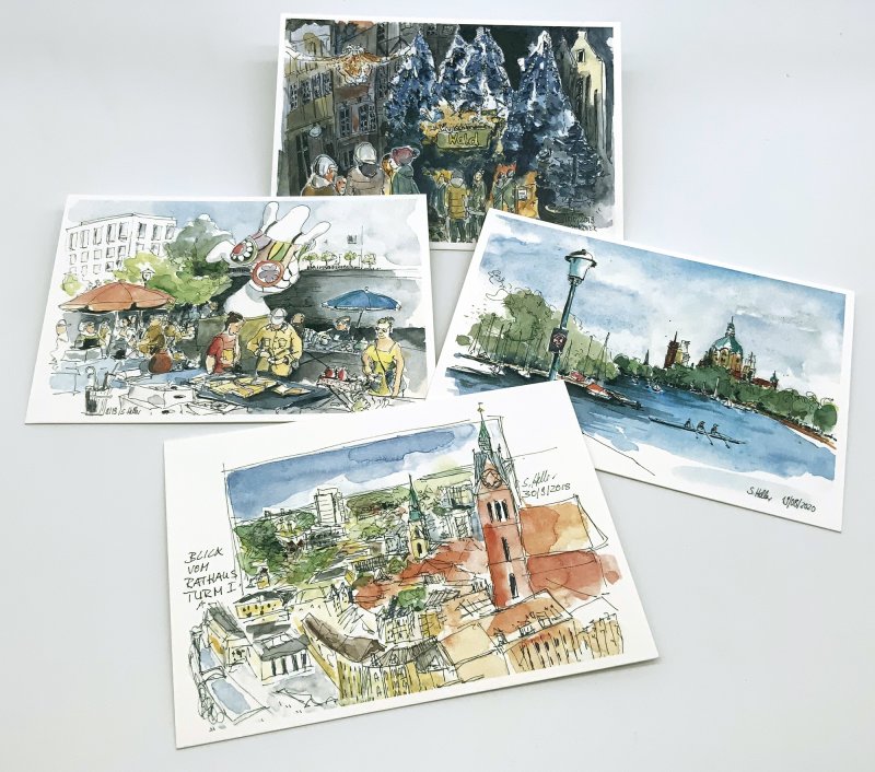 Urbansketch Postkarten aus Hannover