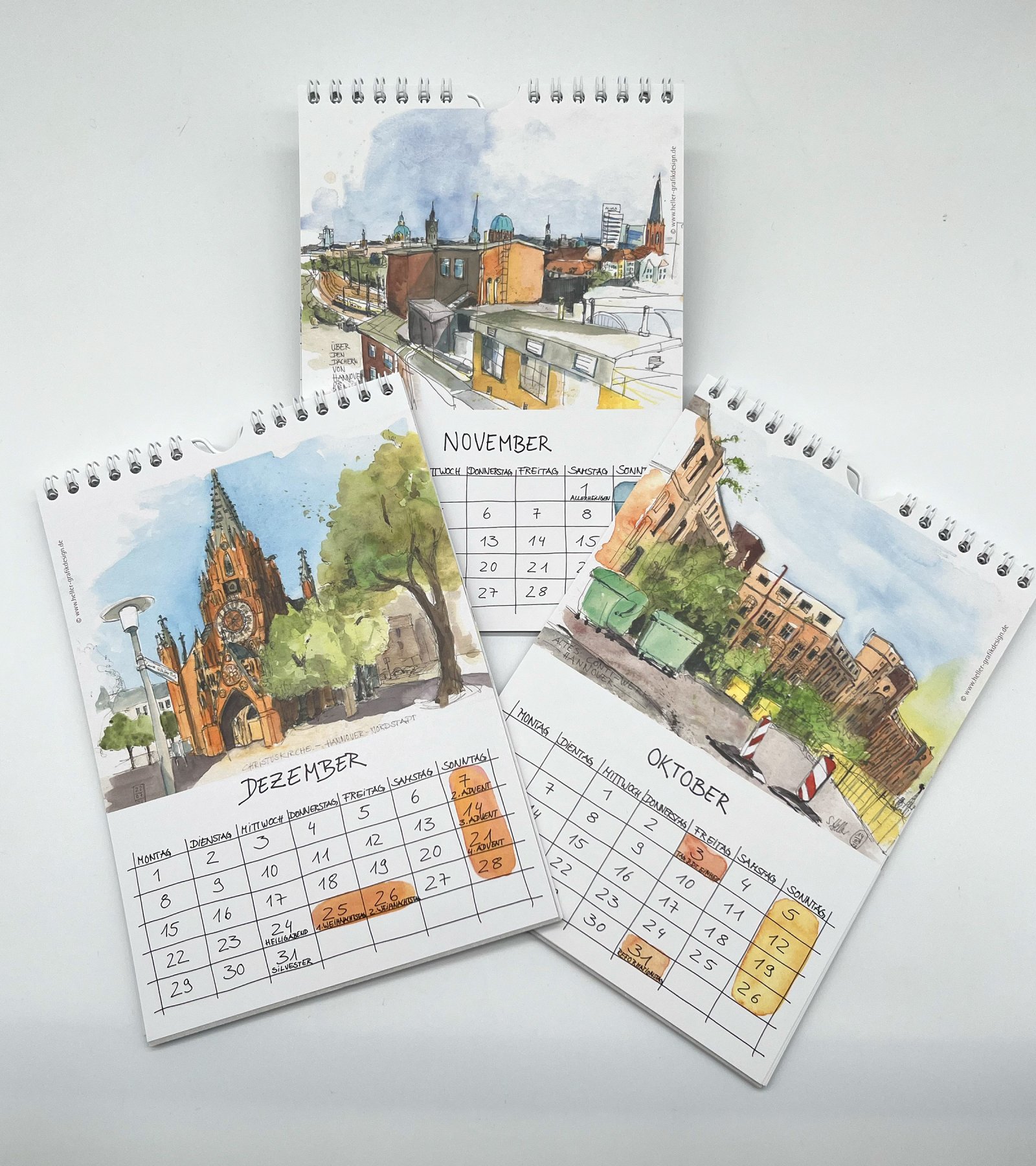 Hannover Stadtansichten 2025 - Nov.-Dez. Urban Sketch Kalender