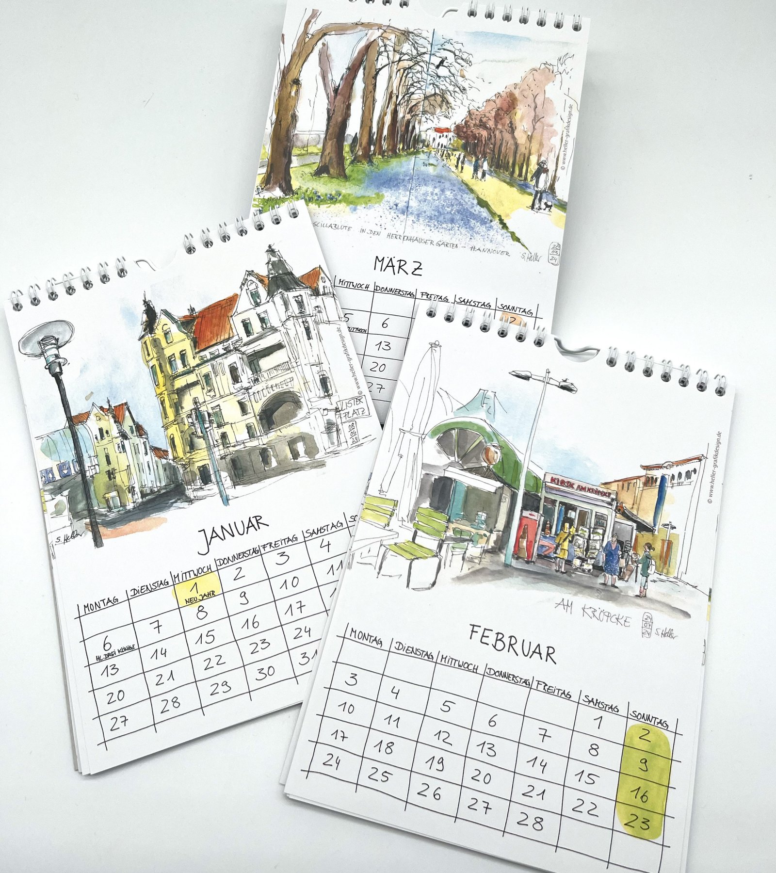 Hannover Stadtansichten 2025 -Jan -  März  Urban Sketch Kalender