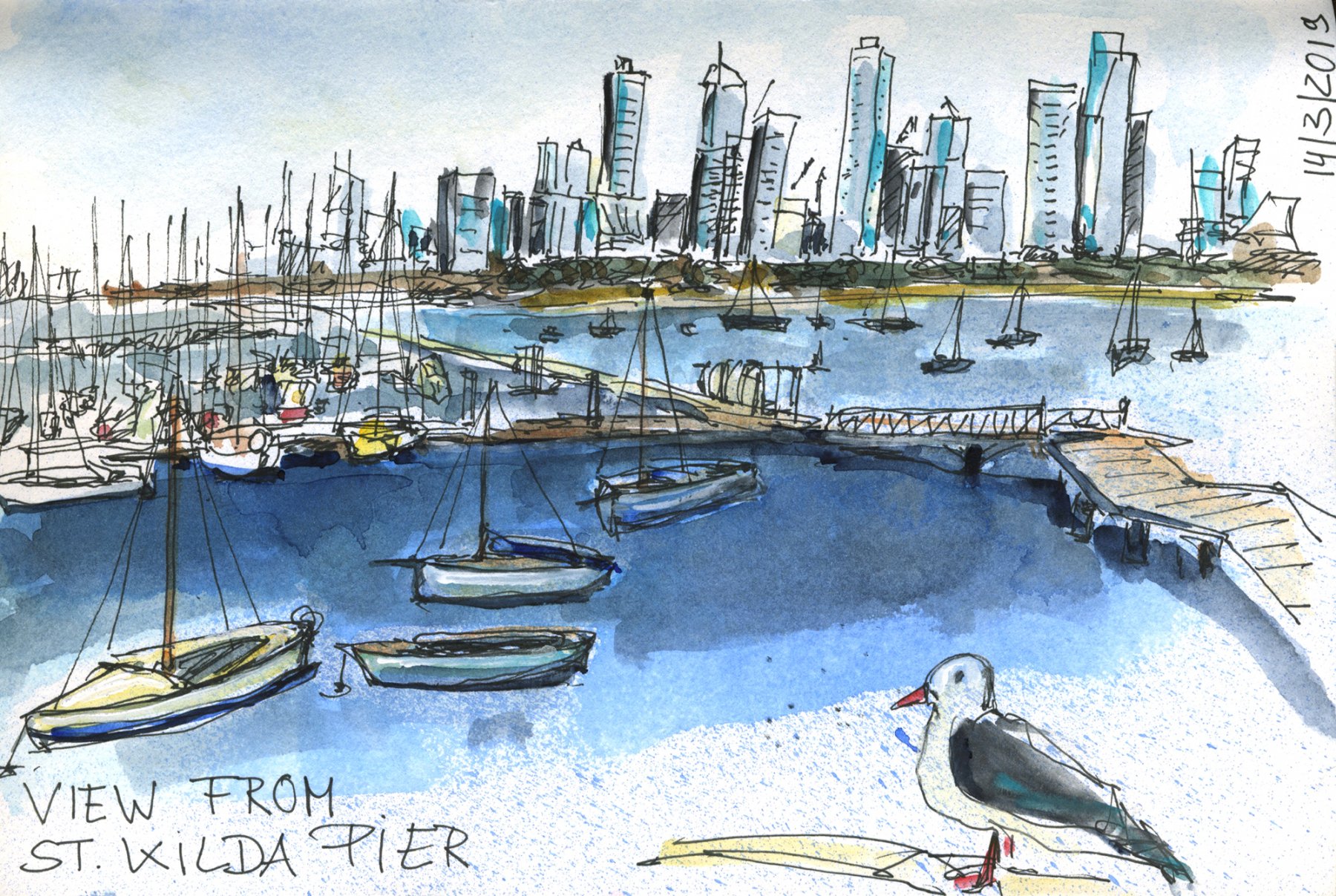 13 Melbourne - Sicht auf Skyline von St. Kilda Pier