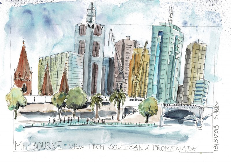 14 Melbourne - Sicht auf Skyline -Southbank
