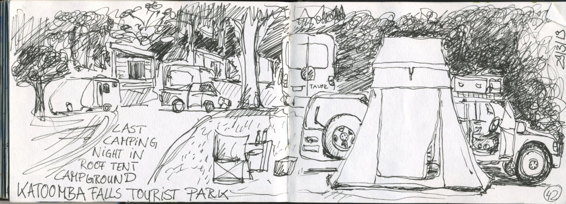 Katoomba Falls Campingplatz - Letzte Nacht im Rooftent