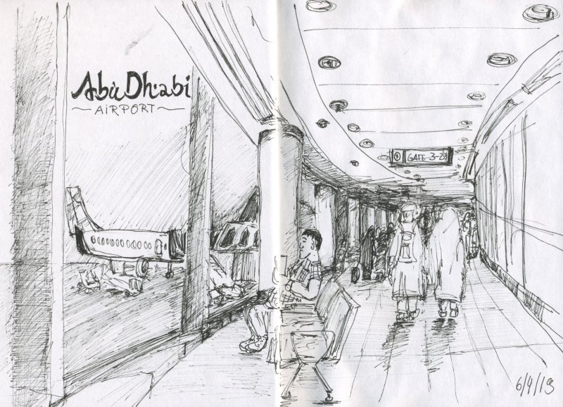 Rückflug über Abu Dhabi