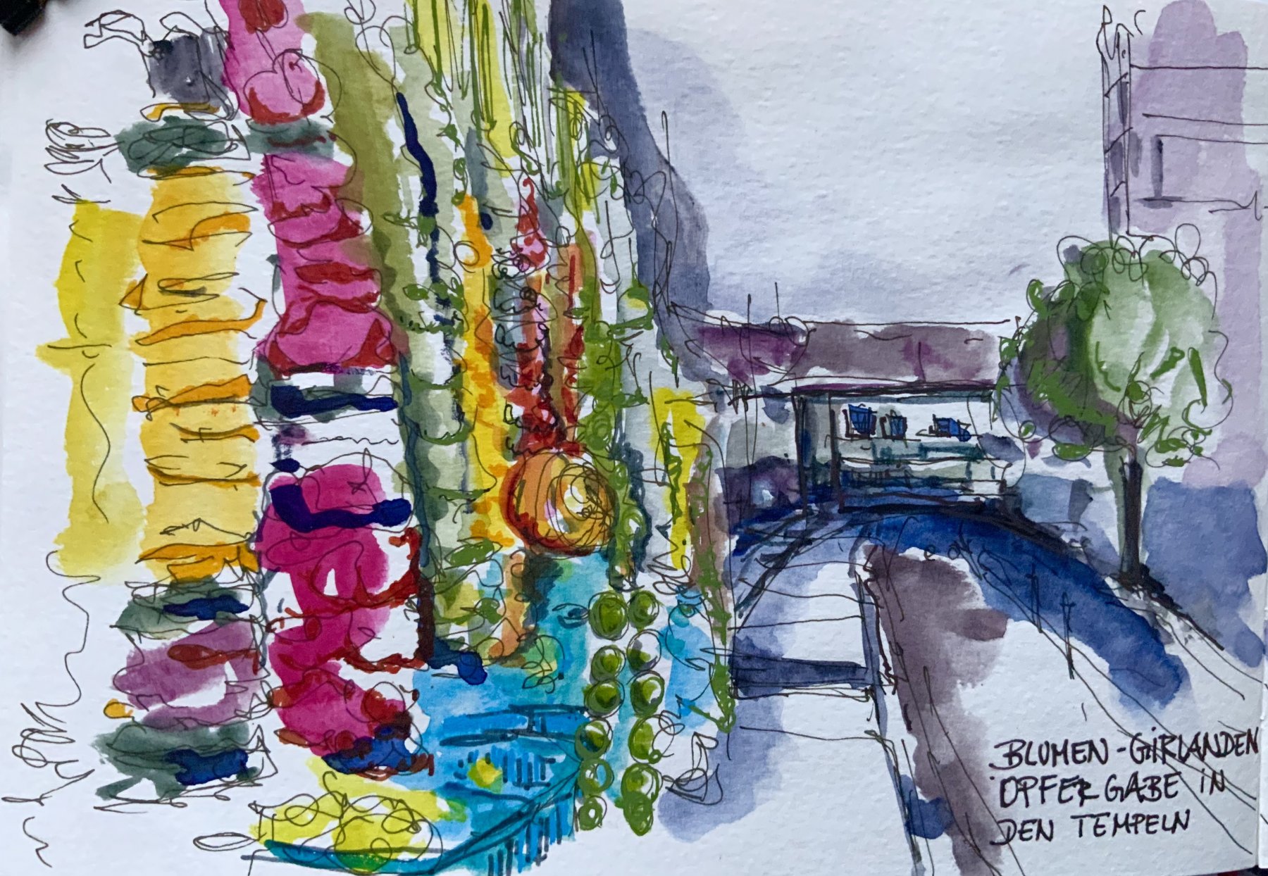 Blumengirlanden für Opfergaben.