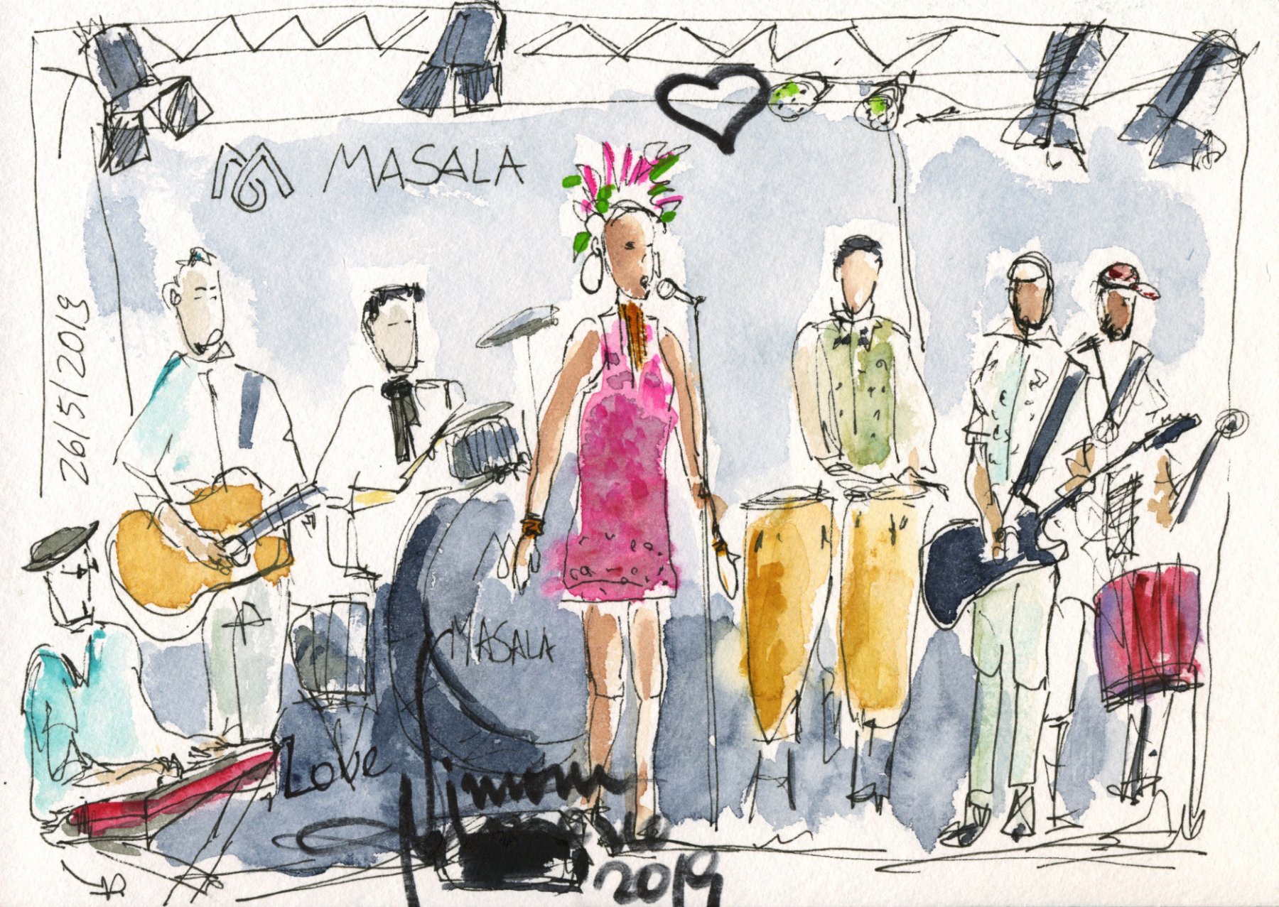 Simone Moreno - Masala, 17x24 cm Hahnemühle Burgund