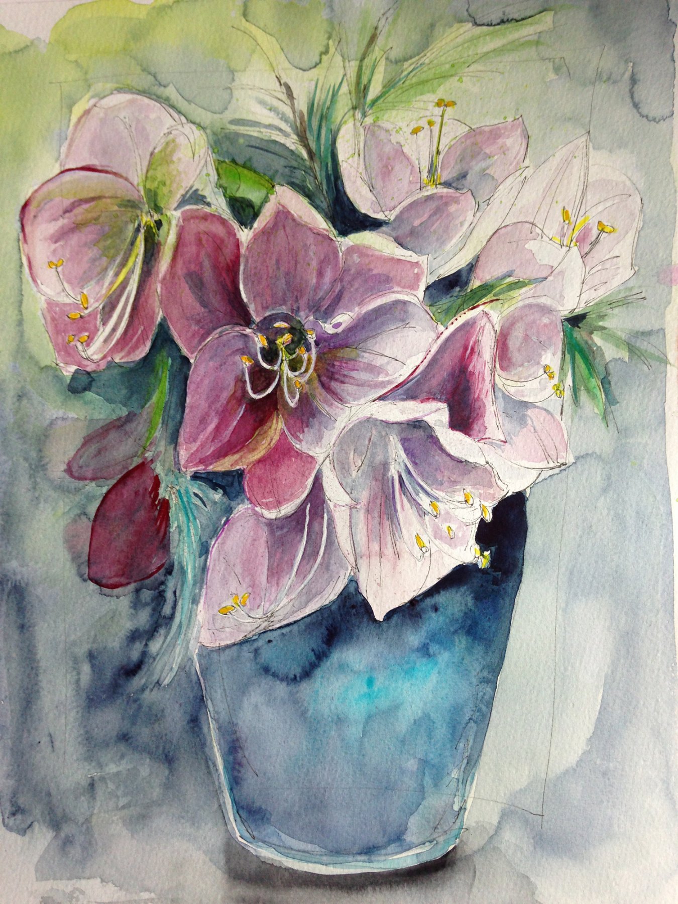 Amaryllis 2019, Aquarell