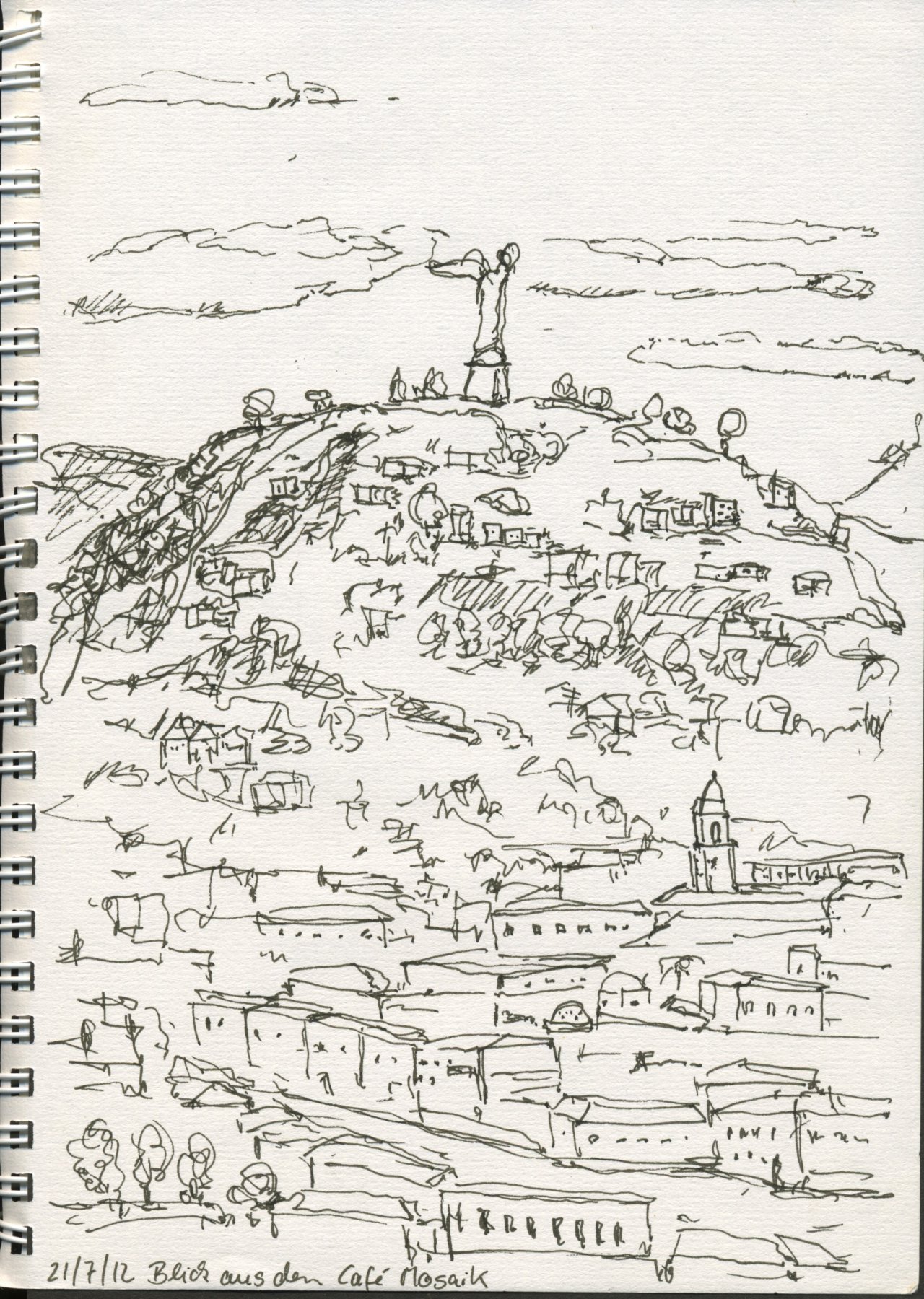 02 Ecuador, Quito 2012 - Blick aus Cafe Mosaik, Spiralbuch LANA 14,8 x 21cm 