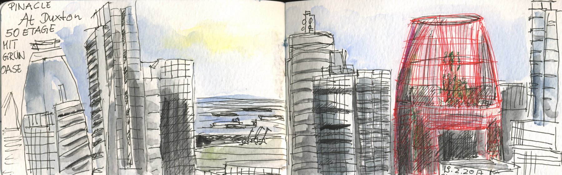 04 Singapur, aus der 50 Etage, 2017, Moleskine, 14 x 9,3 cm
