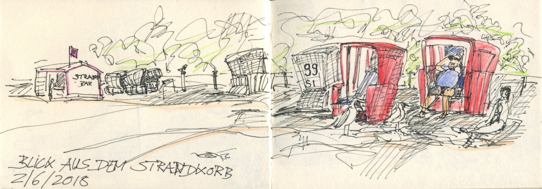 17 Usedom, Heringsdorf, Aus dem Strandkorb, 2018, Hahnemühle, 12 x 9 cm