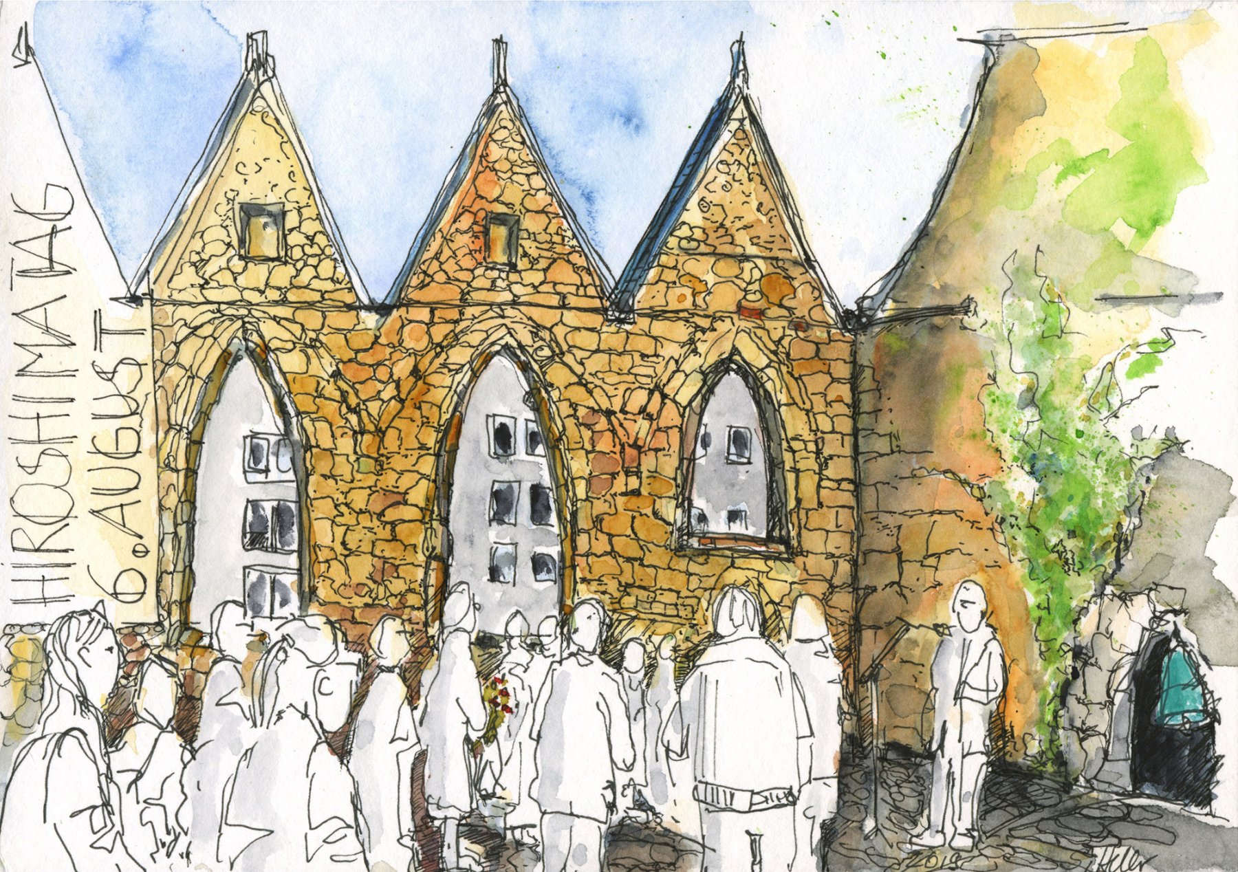 © Aegidientorkirche - Hiroshima Gedenktag 6. August, 14x20 cm