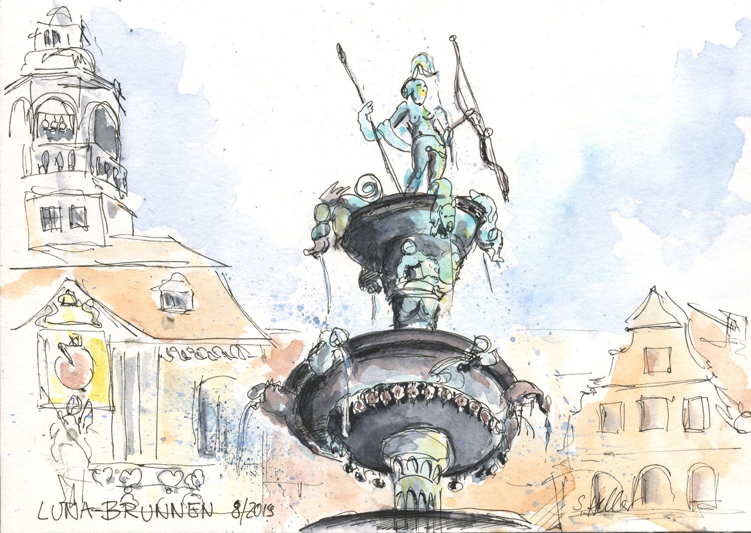 © Lüneburg - Luna-Brunnen, 20 x 15 cm 1