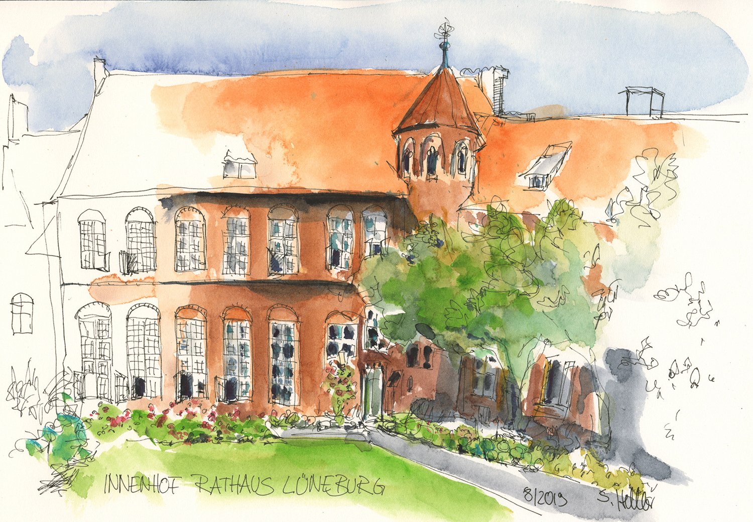 © Lüneburg - Rathaus-Innenhof, 30x21 cm