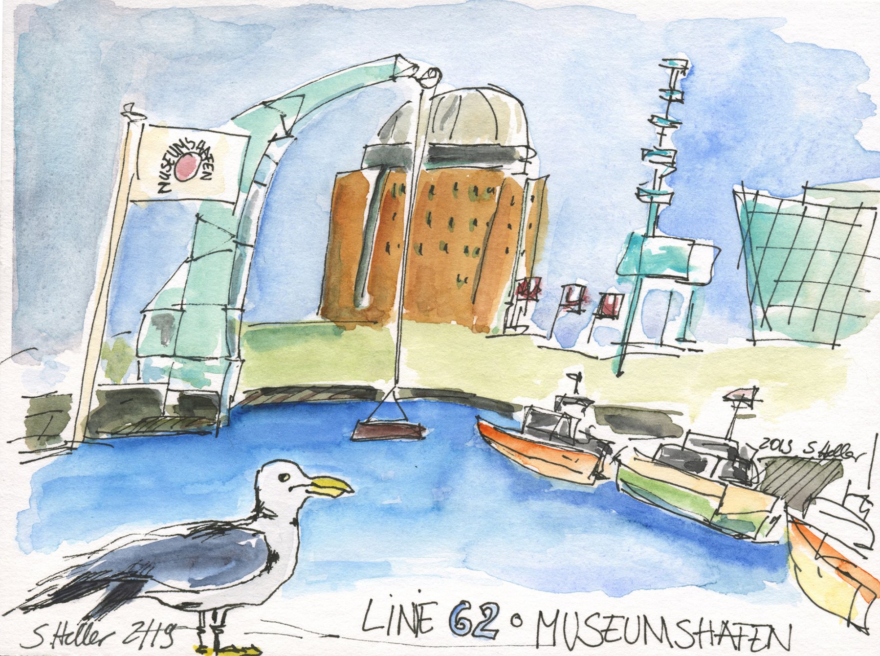 01 Linie 62 - Hamburg, Museumshafen mit Möwe, 170x130mm