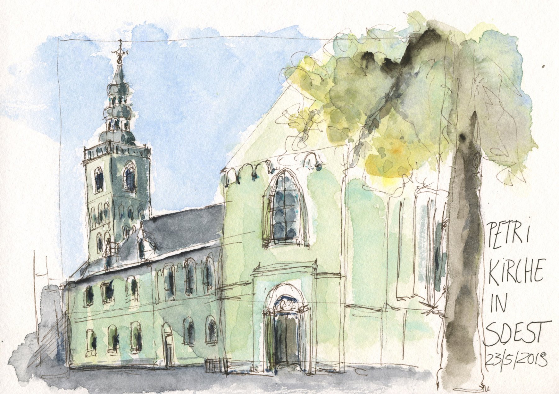 St. Petri Kirche, Soest, 17x24 cm Hahnemühle Burgund