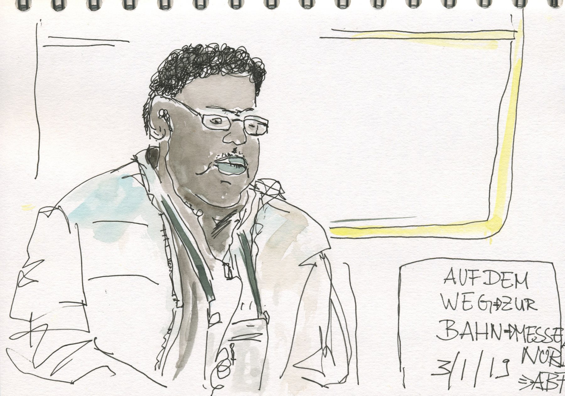 In der Straßenbahn zur ABF, Skizzenbuch