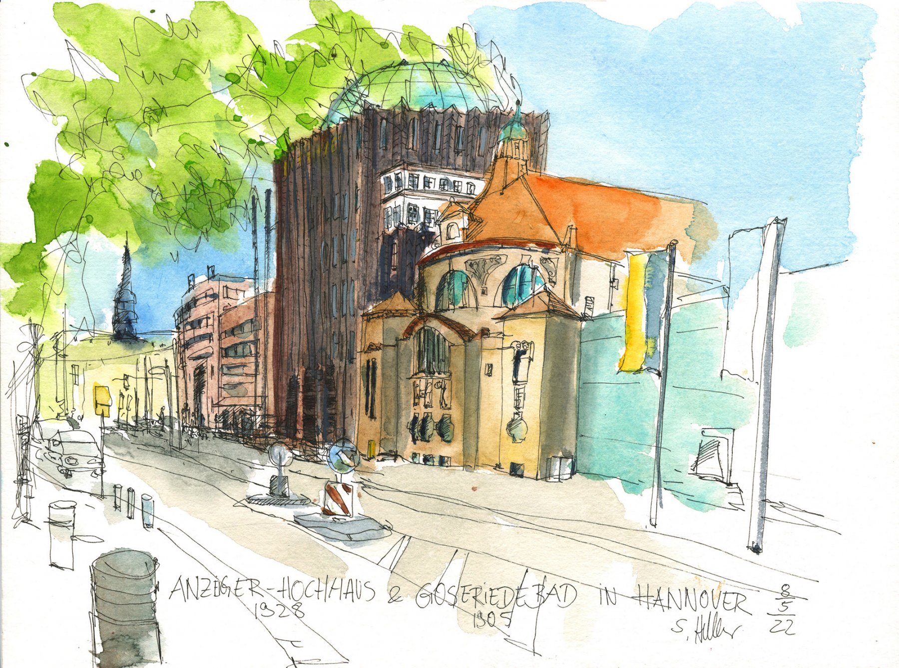 Anzeigerhochhaus und Goseriedebad