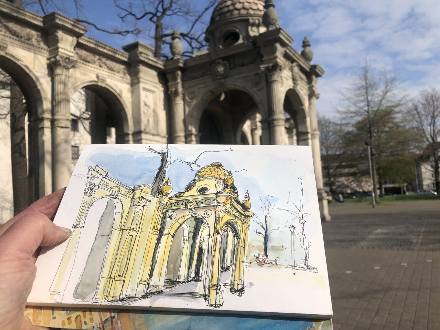 Emmichplatz - Arkaden vor der Musikhochschule Hannover, 21.04.21